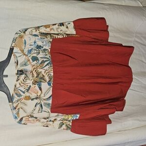 Vibrant Red Peplum Floral Top